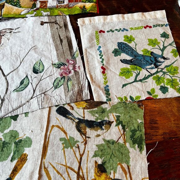Vintage Fabric Squares For Crafting  Alps Chalet & Jim Dandy Birds Prints - Picture 7 of 16